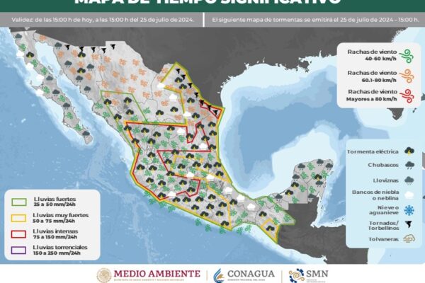 LLUVIAS PUNTUALES INTENSAS EN ESTADOS DEL NORESTE, ESTE Y OCCIDENTE DE MÉXICO, ADEMÁS DE GUANAJUATO Y QUERÉTARO