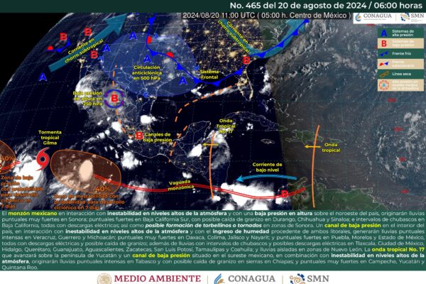 SE PRONOSTICAN LLUVIAS PUNTUALES INTENSAS EN MICHOACÁN, VERACRUZ, TABASCO, GUERRERO Y CHIAPAS