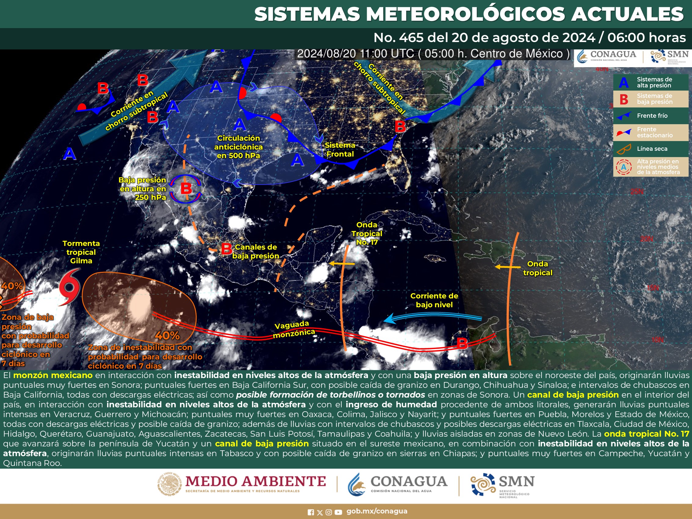 SE PRONOSTICAN LLUVIAS PUNTUALES INTENSAS EN MICHOACÁN, VERACRUZ, TABASCO, GUERRERO Y CHIAPAS