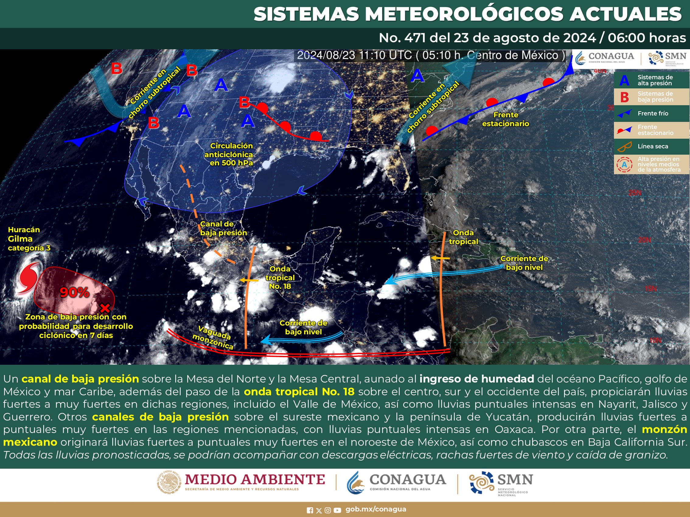 LLUVIAS PUNTUALES INTENSAS EN ZONAS DE NAYARIT, JALISCO, GUERRERO Y OAXACA