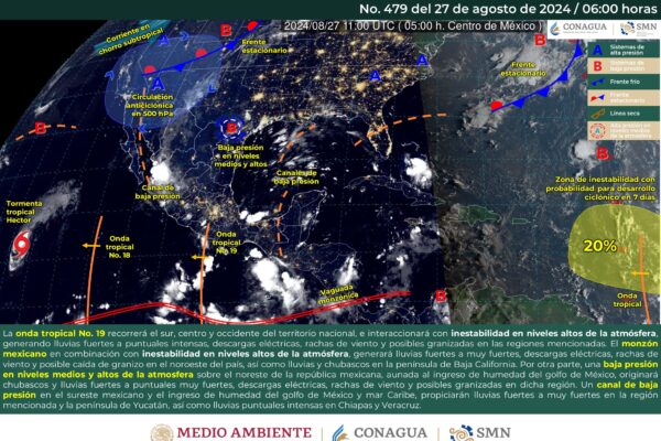 LLUVIAS PUNTUALES INTENSAS EN ZONAS DE MICHOACÁN, GUERRERO, OAXACA, CHIAPAS Y VERACRUZ