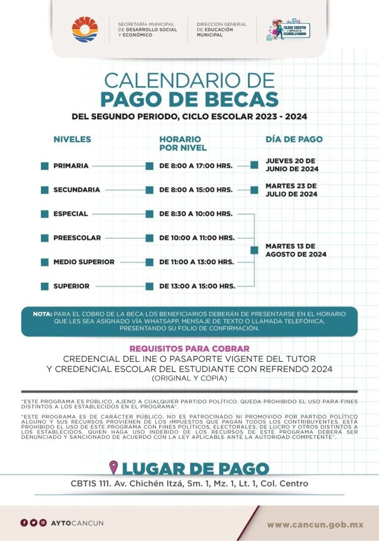 ANUNCIA GOBIERNO MUNICIPAL SEGUNDO PAGO DE BECAS DE NIVEL ESPECIAL, PREESCOLAR, MEDIO SUPERIOR Y SUPERIOR