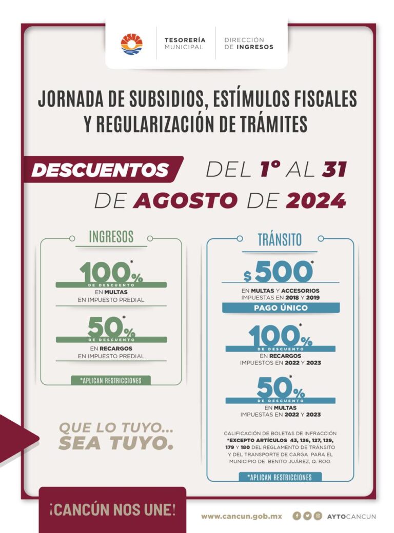 MANTIENE GOBIERNO DE BJ JORNADA DE SUBSIDIOS DURANTE AGOSTO