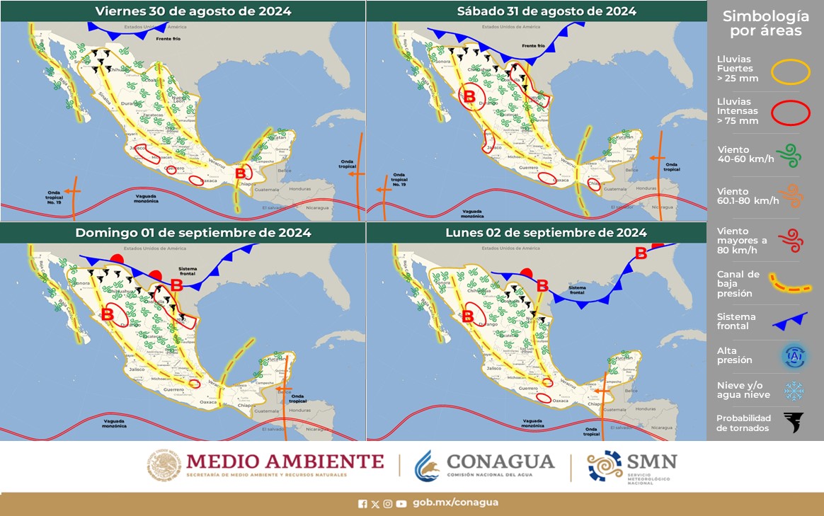 LLUVIAS PUNTUALES INTENSAS EN ZONAS DE GUERRERO, OAXACA Y CHIAPAS