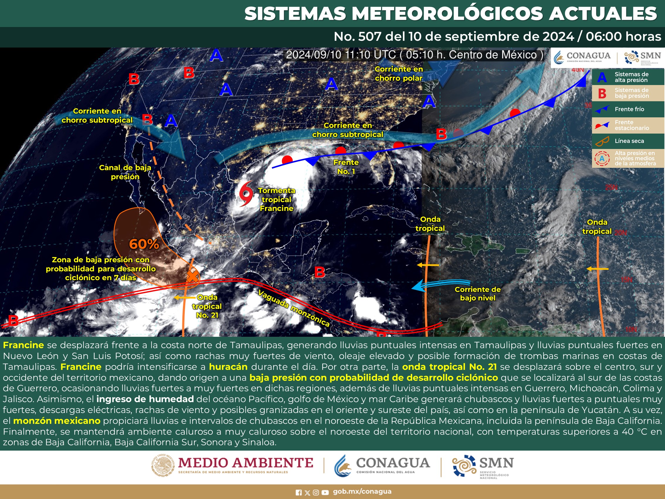 LLUVIAS INTENSAS EN TAMAULIPAS, JALISCO, COLIMA, MICHOACÁN Y GUERRERO  